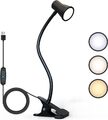 LED Klemmleuchte dimmbar Schreibtischlampe Leselampe flexibel USB Tisch-Lampe