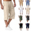 Herren Baumwolle 3/4 Shorts Capri Hose Bermudas Kurze Hosen Stoffhose Sommerhose