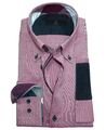 Langarmhemd R2 Westbrook Modern Fit in weinrot melange Struktur Gr. 38 bis 46