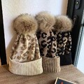 Warme Strickmütze Damen Wintermütze Bommelmütze Zopfmuster gefüttert mit Bommel
