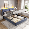 Polsterbett 160x200cm Doppelbett Stauraumbett Bettgestell mit Bettkasten LED