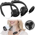 NEU 2er Set Akku Doppelventilator Halsventilator für Kühlung Sommer Hitze Urlaub