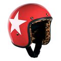 Bandit Helmets Jethelm Star Red Leofutter Fiberglas Motorradhelm Klickverschluß