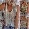 Damen Printed Tank Tops Ärmellos Sommer Hemd Trägershirt V-Neck Trägertop