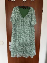 Sommerkleid v. zero Gr.44, grün gemustert mit Zugbändern, nur 2x getr., wie neu