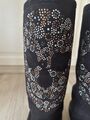 Damen Gefütterte Winter Boots Gr. 37  Strass SkullStiefeletten Kunstfell Schuhe