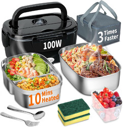Elektrische Lunchbox 100W, 3-In-1 Tragbare Beheizte Lunchbox, Herausnehmbare Ede