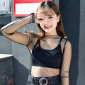 Damen Sexy Netz Top Durchsichtig Fischnetz Transparent Spitzentop Society v