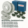 BOSCH Bremsensatz Bremsscheiben & Bremsbeläge Vorne + Hinten für Opel