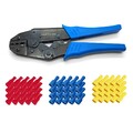 Crimpzange 100 Flachsteckhülsen 40 Rot 50 Blau 10 Gelb isoliert Stecker Zange