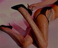 Strapsstrümpfe Strapsgürtel,Slip &Handschuhe im Set 4teilig 34-40 schickes Braun