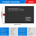 Spannungswandler 1000W 12V-230V Reiner Sinus Wechselrichter Inverter mit LCD 0%