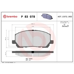 1x ORIGINAL® Brembo P 83 078 Bremsbelagsatz, Scheibenbremse Vorne, inkl.