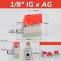 Mini Kugelhahn Absperrhahn Wasserhahn Pneumatik Messing IG AG 1/8 bis 1/2 Zoll