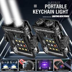 2x Mini COB Schlüsselanhänger Licht wiederaufladbare LED Taschenlampe Licht USB