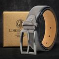 LINDENMANN Premium Ledergürtel Handmade in EU 35 mm grau