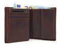 Jockey Club echt Leder Mini Geldbörse Portemonnaie Vintage RFID Schutz braun