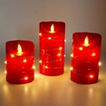 CCLIFE LED Kerzen Set 3er Rot 12cm mit Fernbedienung & Timer Echtwachs NEU