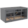 Hamsterkäfig Nagerkäfig Kleintierstall aus Holz Mäusekäfig Dreistöckig Grau