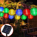 20 30 50 60 LED Lampions Solar Lichterkette Laterne Kugeln Außen Garten Balkon
