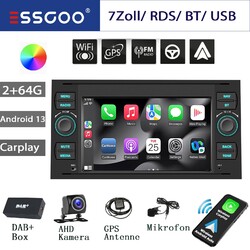 2+64G Carplay DAB+ KAM Autoradio Android 13 für Ford Transit MK7 GPS Navigation