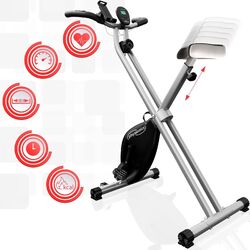 Physionics® Heimtrainer Klappbar Fahrrad Fitness Hometrainer Trimmrad Ergometer⭐⭐⭐⭐⭐ LCD-Display✔️ 8 Widerstandsstufen✔️ Pulsmesser✔️