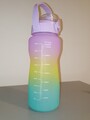2L Trinkflasche Time Marker extra große Motivations Sportflasche mit Strohhalm Gym