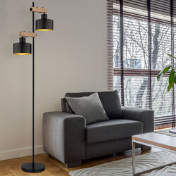 Stehlampe Standlampe Wohnzimmerlampe schwarz gold höhenverstellbar 2 flammig