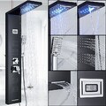 LED Edelstahl Duschpaneel Schwarz Set Regendusche Duschsäule Duscharmatur Brause