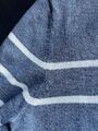 Pullover Jeans Blau Weiß Streifen S Viskose Baumwolle Mix Knöpfchen Am Ärmel 