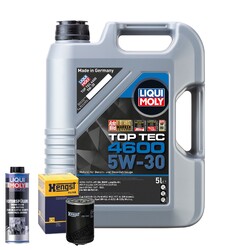 Motoröl 5W30 LIQUI MOLY Top Tec 4600 5L+HENGST Ölfilter +Spülung