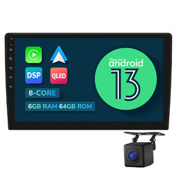 10,1" QLED 2DIN Android 13 8Kern 6+64 Autoradio GPS Navi Navigation CarPlay WiFi