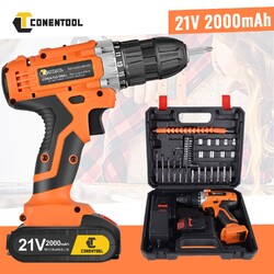 Akku-Bohrschrauber 21V Akkuschrauber Set mit Koffer&2x 2.0Ah Akkus Ladegerät DHL