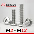 Linsenkopfschrauben M2 M3 M4 M5 M6 M8 M10 M12 A2 Edelstahl ISO 7380 Innensechsk