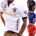 Herren Poloshirt Basic Kontrast Monaco Stickerei Kurzarm Polohemd T-Shirt