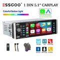 5.1" Autoradio 1 DIN Wireless Apple Carplay Android Auto Bluetooth USB AUX FM TF