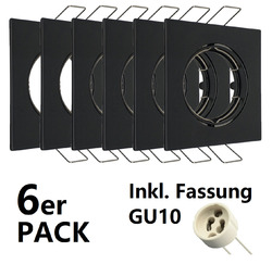 LED Einbaustrahler Rahmen GU10 6 Pack Set 230V Eckig Einbaurahmen Schwenkbar EDO