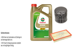 FEBI BILSTEIN Inspektionspaket 5L Castrol EDGE Titanium FST 5W-30 LL für VW Polo