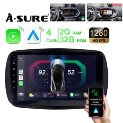 2+32G Android 14 Autoradio Navi GPS für Mercedes Benz Smart Fortwo Forfour 453