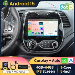 DAB+ 4+64GB Android 15 Für Renault Captur MK1 2013-2019 Carplay Autoradio BT GPS