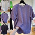 Modische lockere Passform Kurzarm T-Shirts mit Struktur Design für Herren