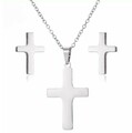 Schmuckset Halskette und Ohrringe Edelstahl Kreuz Damen Herren Mädchen NEU!