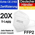 20 x FFP2 Atemschutzmaske 5 Lagig Mundschutz CE Masken 20