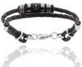 Armband für Herren mit Anker aus LEDER in schwarz und EDELSTAHL STORCH SCHMUCK 