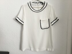 Esprit Collection edle Sommer Tunika Bluse Off White schwarz 100% Viskose Gr.38