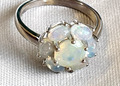 925 Sterling Silber Ring Blütenring mit Natur-Opalen Welo Opale RG 55/17,5 mm