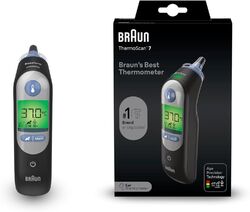 Braun ThermoScan 7 Ohrthermometer, Schwarze Edition (Age Precision, farbcodierte