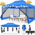 Pavillon Pavillion 3x4,5m Gartenpavillon Pop Up Faltbar mit 4 Seitenteilen Mesh