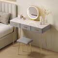 WOLTU Schminktisch mit Spiegel und Hocker Schublade Frisiertisch LED Beleuchtung