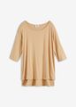 Boxy-Shirt mit U-Boot Ausschnitt Gr. 36/38 Latte Macchiato Damen Basic-Bluse Neu